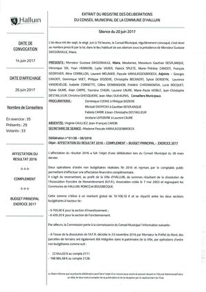 Délibérations 20 Juin 2017