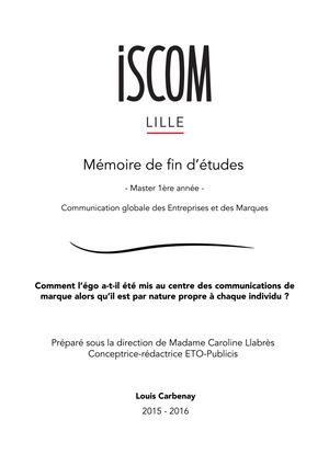 Mémoire Louis Carbenay Iscom