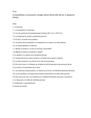 La Honestidad Y El Encuentro Consigo Mismo
