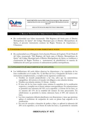 Reglas Técnicas De Arquitectura Y Urbanismo De Quito