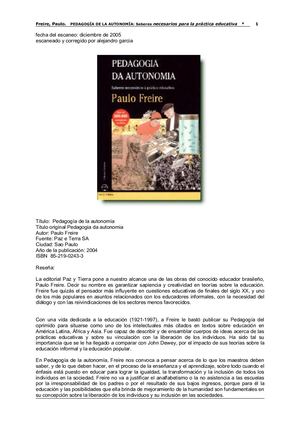 Freire Paulo Pedagogía De La Autonomía