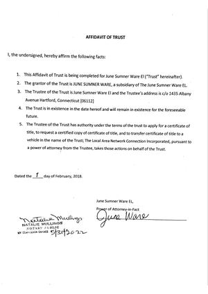 Affidavit Of Trust