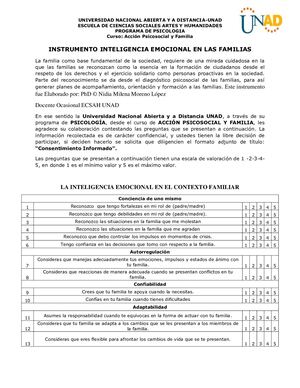 Instrumento Inteligencia Emocional En Las Familias