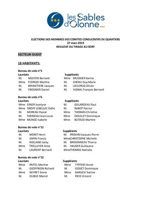 Membres des Comités Consultatifs de Quartiers