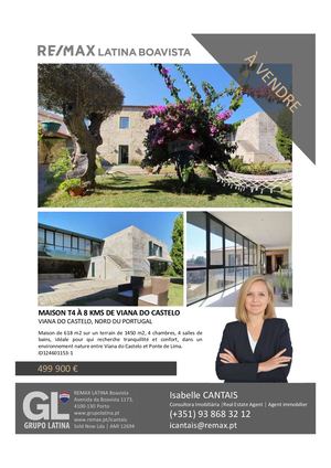 À vendre - Maison T4 entre Viana do Castelo et Ponte de Lima, Nord du Portugal