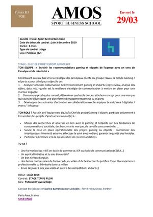 290319 Offre Havas Chef Projet Esport