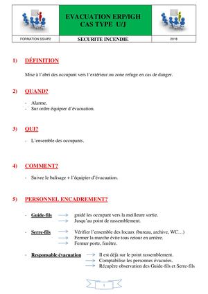Evacuation Erp Igh Cas Type U J