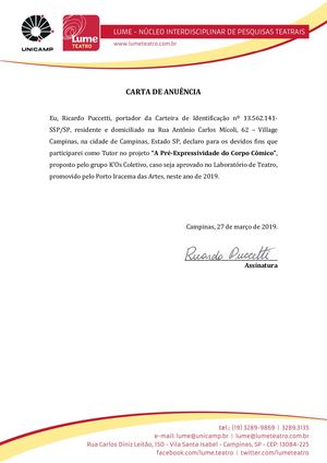 Carta De Anuência - por Ricardo Puccetti