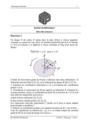 Examen De Mécanique I SMP S1