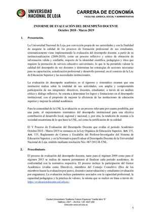 Informe De Desempeño Docente