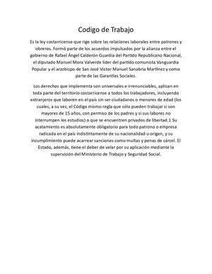 Codigo De Trabajo
