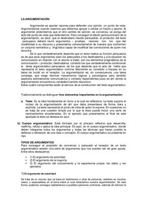 Lectura Previa Argumentación