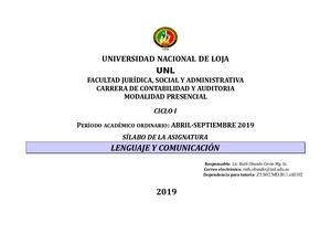 2019 Silabo Lenguaje Y Comunicacion Modificado Abril Septiembre 2019