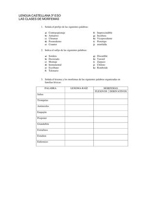 Ej Clases Morfemas