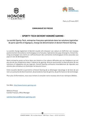 Honoré Gaming - Changement de nom