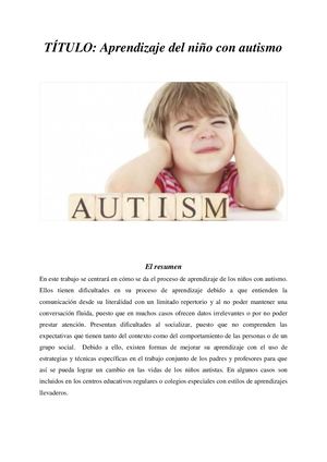 El aprendizaje en niños con  autismo Amc