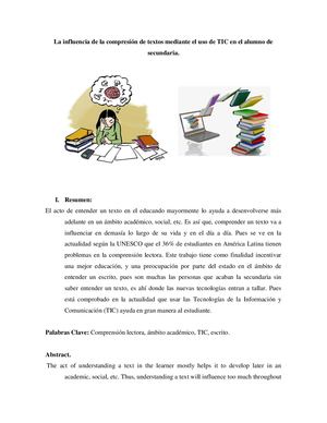 Comprensión De Textos sostenido en las TIC.  Matias Vilchez