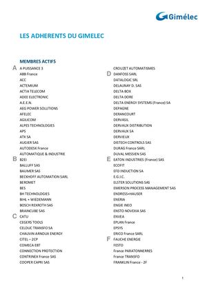Liste des adhérents du GIMELEC