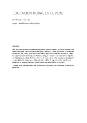 Educacion Rural En El Peru