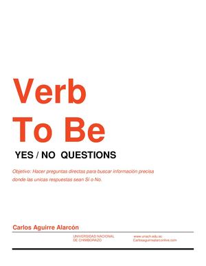 Verb To Be Yes No Questions