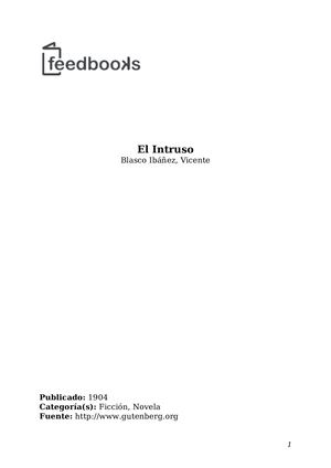 El Intruso Vicente Blasco Ibañez (1904)