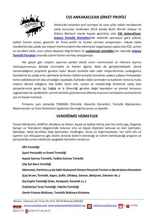 Css Ankara Clean şIrket Profili