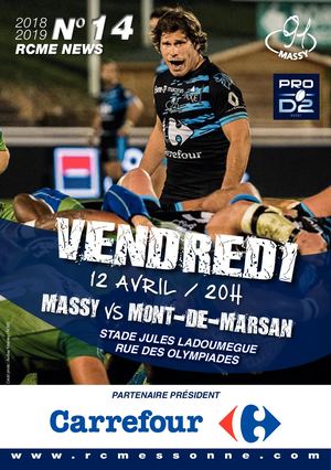Programme De Match Rugby Club Massy Essonne Mont De Marsan 12 04 2019
