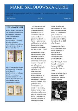 Aida Y María Trabajo Marie Curie