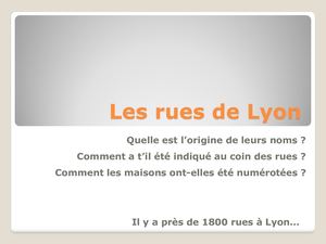 Nom et numérotation des rues de Lyon (2)
