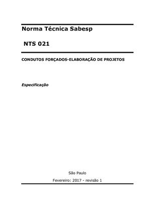 Manual Projetos Condutos Forcados Sabesp Nts021