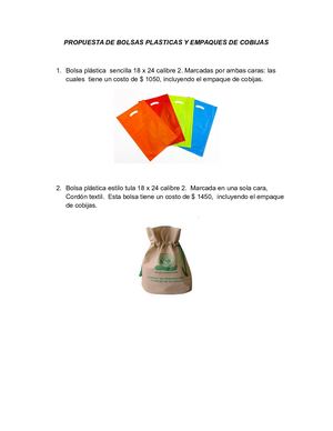 Propuesta De Bolsas Plásticas Y Empaques De Cobijas