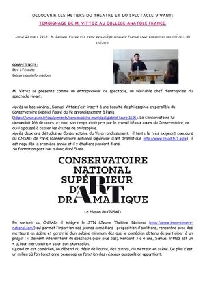 Les Métiers Du Théâtre Samuel Vittoz