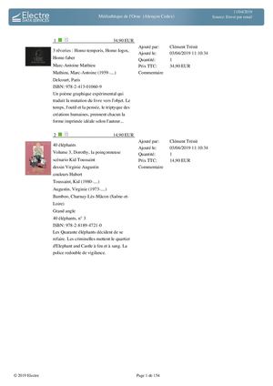 Achat BD MDO (2019, avril)