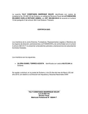 Certificacion De Antecedentes