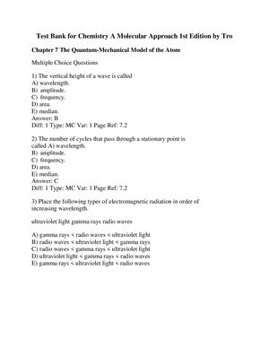 Test Bank For Chemistry A Molecular Approach 1st Edition By Tro Download