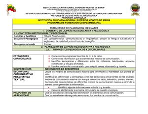 Estructura De Plan De Aula