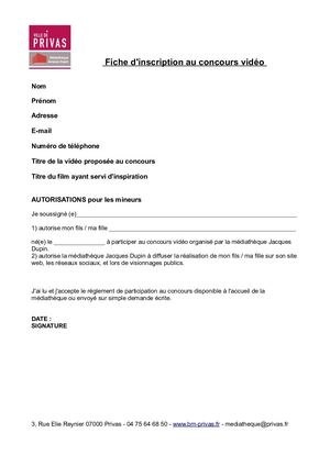 Fiche Inscription Concours