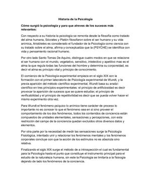 Historia De La Psicologia