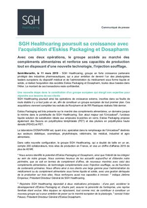 Acquisition Eskiss Dosapharm // SGH