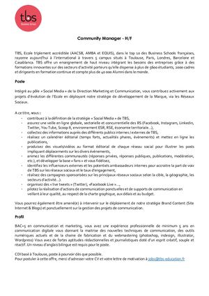 TBS Recrutement Community Manager (CDI)