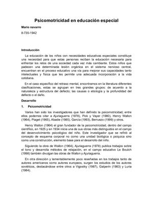 Psicomotricidad En Educación Especial Mario