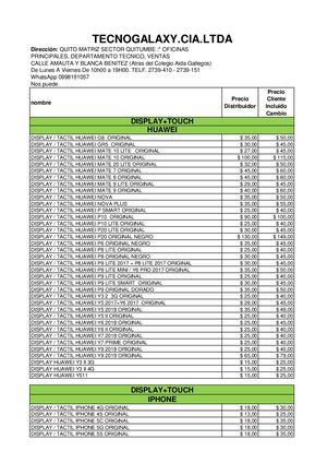 Lista De Precios Marzo
