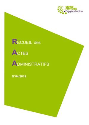 Recueil des actes administratifs n°04-2019 (Conseil du 16 avril)