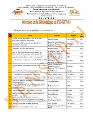 Liste Acquisitions 2018