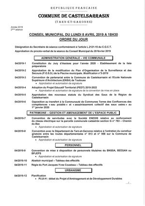 Conseil Municipal Du 8 Avril 2019 Délibérations Exécutoires