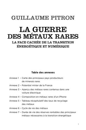 Livret La Guerre des métaux rares