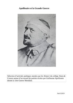 Activités poétiques des 3èmes 1 autour d'un recueil de poèmes de Guillaume Apollinaire