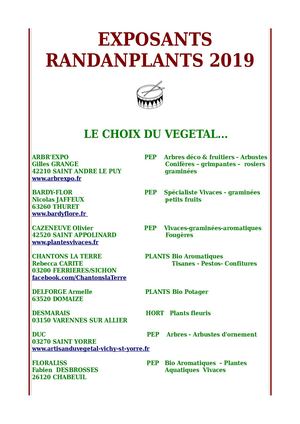 Catalogue des exposants Randanplants 2019