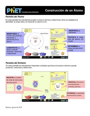 Guia Para Utilizar El Simulador Construcción De Un ÁTomo