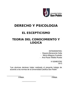 Derecho Y Psicologia El Escepticismo Teo